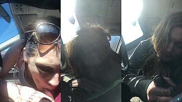 Goth slut gives diabolical sloppy on the road plus bonus