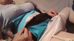 Panty boy plays in Blue