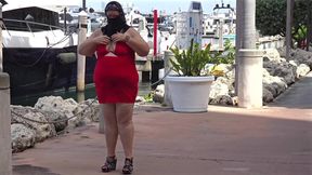 Hot busty milf boss lady in mini dress no panties almost caught finger fucking | playing with pussy