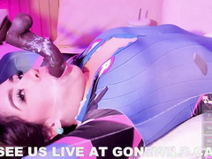 Overwatch Mercy Cosplay Babe Deepthroats Huge Dildo