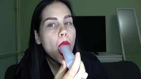 anna sucks a dildo, a cap and a shoe