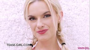 Radiant blonde tease the producer