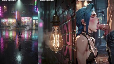 Arcane Jinx Cartoon Animation Fucking Stranger In Dark Alley With Public Blowjob