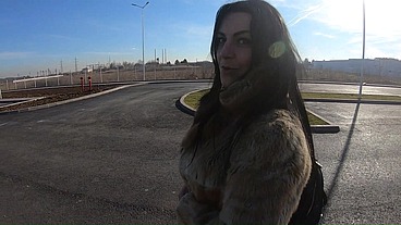 Cheating wife goes fur-coat shopping with her husband's friend. She will suck his cock out-door 221