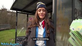 Public Agent - Fast hard fuck with big boobs Canadian flight crew multiple orgasms on thick cock