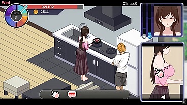 NTR aholic [Hentai game PornPlay] Ep.1 the landlord is teasing that horny wife while she is cooking