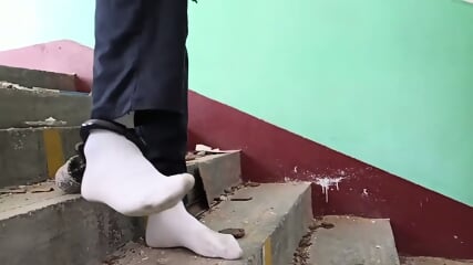 Wearing White Socks Cuffed Walk In Ruins 2 (edited)