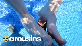 Footjob in the pool with Kate Quinn and Jason Love at Arousins