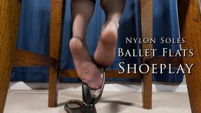 Nylon Soles Footplay Ballet Flats Shoeplay Pantyhose Under Chair - Kylie Jacobsx - MP4 720p HD