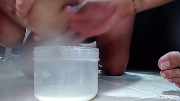 Latin guy milks busty MILF like a cow