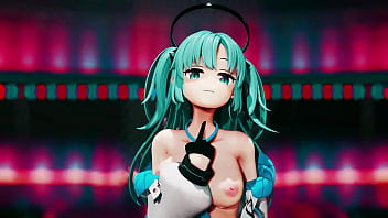 Hayase Yuuka Hentai Blue Archive No Bra Dance Queencard MMD 3D Clear Blue Hair (CLIP)