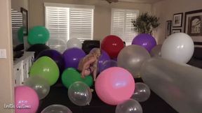 18yo Cutie POPS BALLOONS with Nails, High Heels & a Pen! Then Rides a Giant Grand MOAB!! 4K Version!