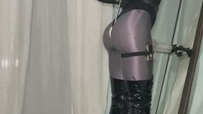 kigurumi futa in bondage and anal hook fucking her fleshlight in the mirror (and cumshot)