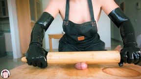 The Chef is A Ruinatrix - Mistress Parannanza Ruining Two Orgasms Using a Rolling Pin and Chopping Board