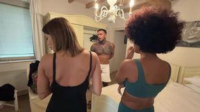 italian guy gets the wrong hotel room and we end up in a threesome