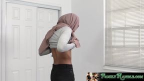 Ebony sister pleases stepbrother and takes his rock hard big cock