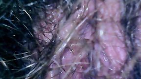 Hairy exploration peeing with endoscope on the toilet