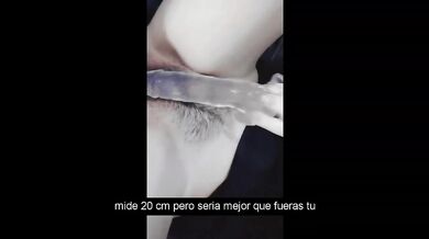 Gothic egirl riding her dildo climaxing with subtitles