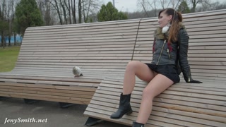 Jeny Smith seamless pantyhose public upskirt
