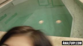 Hung dude pulls Rebecca Rainbows tasty ass and starts pounding it