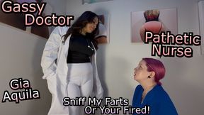 Doctor Aquila has gone Mad with Power! She's making a Nurse sniff her Farts! - Gia Aquila & Lady Lazurus