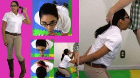 eRica is punished for getting in trouble during her ridding lesson and gets face fucked