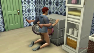 Sims 4, my voice, Seducing milf step mom was fucked on washing machine by her step son