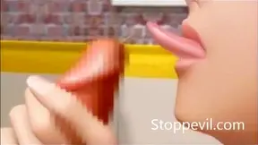 Hentai Babe Takes Massive cock - Intense Blowjob Creampie Explosion