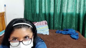 Sensual Nurse Masturbates at Home to Relax at Work