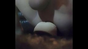 Riding a large dildo for the first time