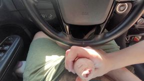 Edging Slow Handjob in Car Cumshot