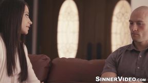 Sexy Avi Love seeks pussy comfort in her neighbors couch