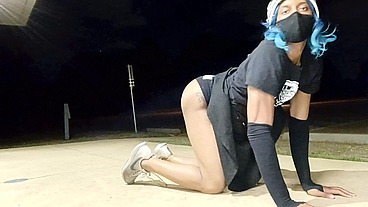 Bubble Booty Popping Trans Mika Kawaiii swallows dildo