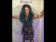 Blue haired babe photo slideshow including zombie and catgirl