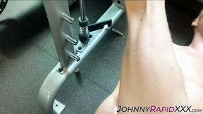 ”Muscle gym buddies have rough sex on the weight bench”