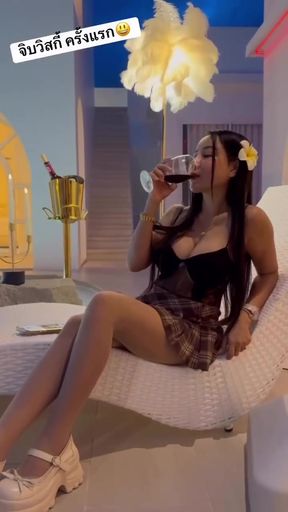Curvy Thai pro sits and jiggles big tits in sexy solo session