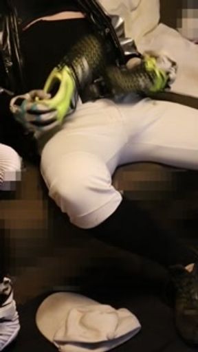A baseball player with a nipple morro feeling socks masturbates with big football spikes