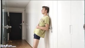 Andrew Green lying on the floor to jerk off fast