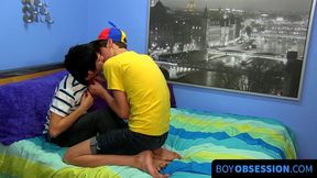 Adorable little twink sucks dick and gets beat with energy