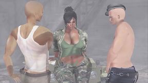Young and old army girls teased and fucked in a BDSM threesome