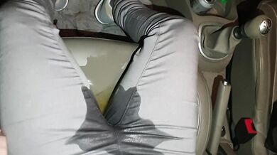Blonde British girl soaks her jeans in car pee compilation