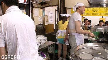 Jav gangbang in the japanese restaurant of Tokyo fucking sexy cook girl