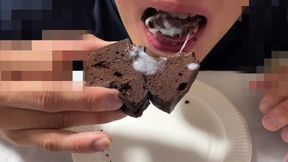 Ejaculate and eat delicious-looking chocolate brownies