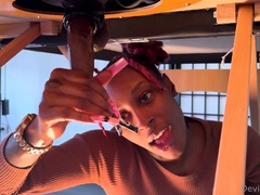 Amateur ebony goddess milks big black cock gloryhole style