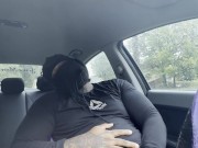Almost caught Masterbating in the car, Black dick, massive cum shot