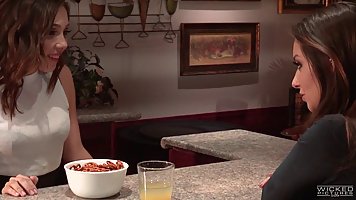 Cassidy Klein and Jenna Sativa are making love in a bar, while no one is watching them