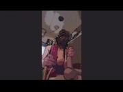 Cartoon Arab teen stroking two cocks