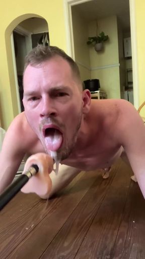 Must-share moment from &quot;Faggot gags and spits on deep throat fuck machine dildo&quot;