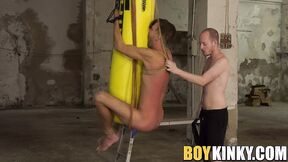 Bound sub slave endures bareback fucking from naughty dom