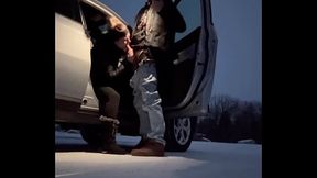 Sex in the Snow and HUGE Orgasm from Big Cock and Vibrator